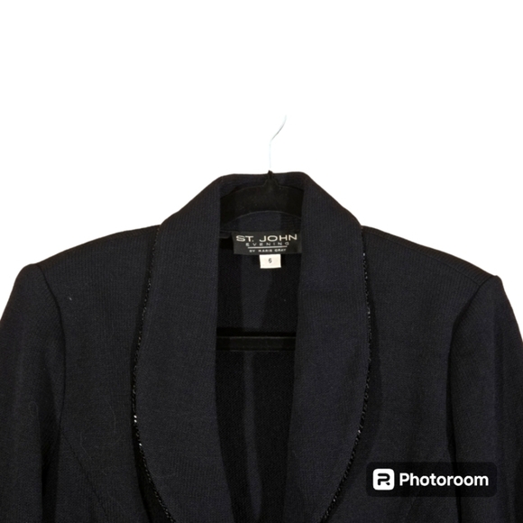 St John Evening Knit Jacket Blazer Size 6 with Rhinestone Jewel Buttons - Picture 2 of 11